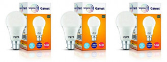 Wipro Garnet Base B22 14-Watt LED Bulb (Pack of 3, Cool Day Light)