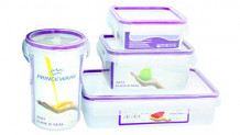 Princeware Deluxe Plastic Lunch Box, 4-Pieces, Transparent