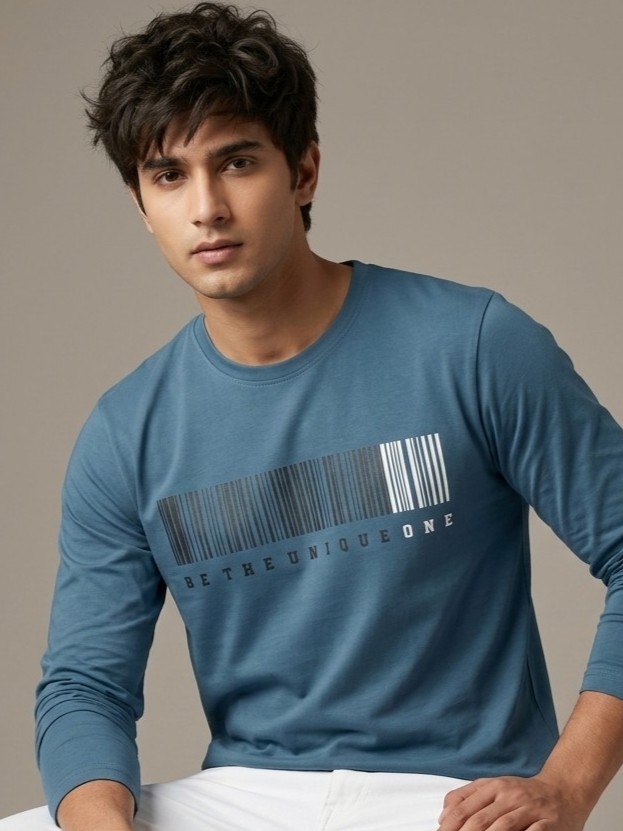 Indigo “Be the Unique One” Full Sleeve T-Shirt – 100% Cotton
