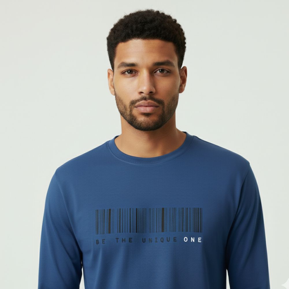 Indigo “Be the Unique One” Full Sleeve T-Shirt – 100% Cotton – Buy online at Aazham