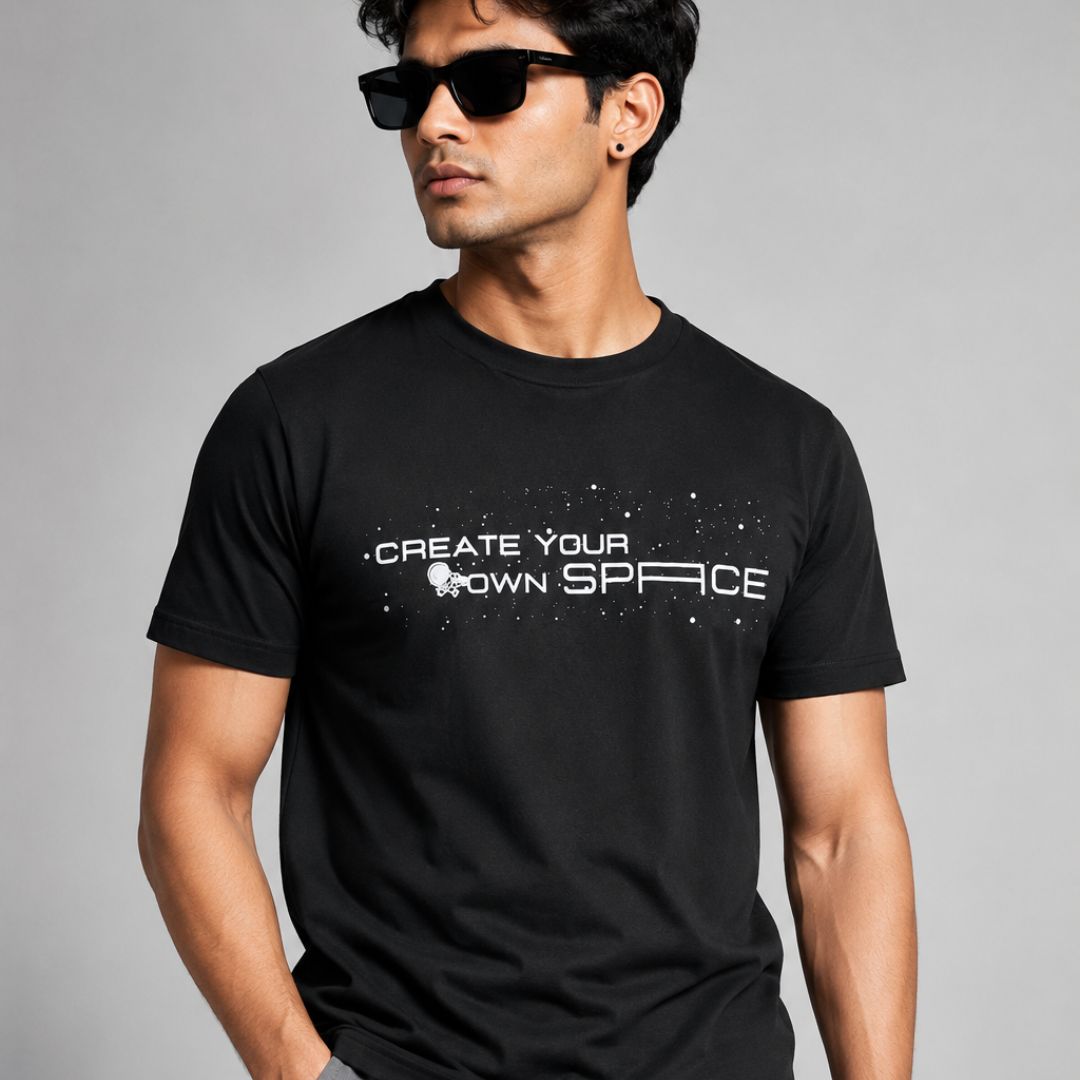 Create Your Own Space – Premium Minimal Black T-shirt for Men & Women – Buy online at Aazham