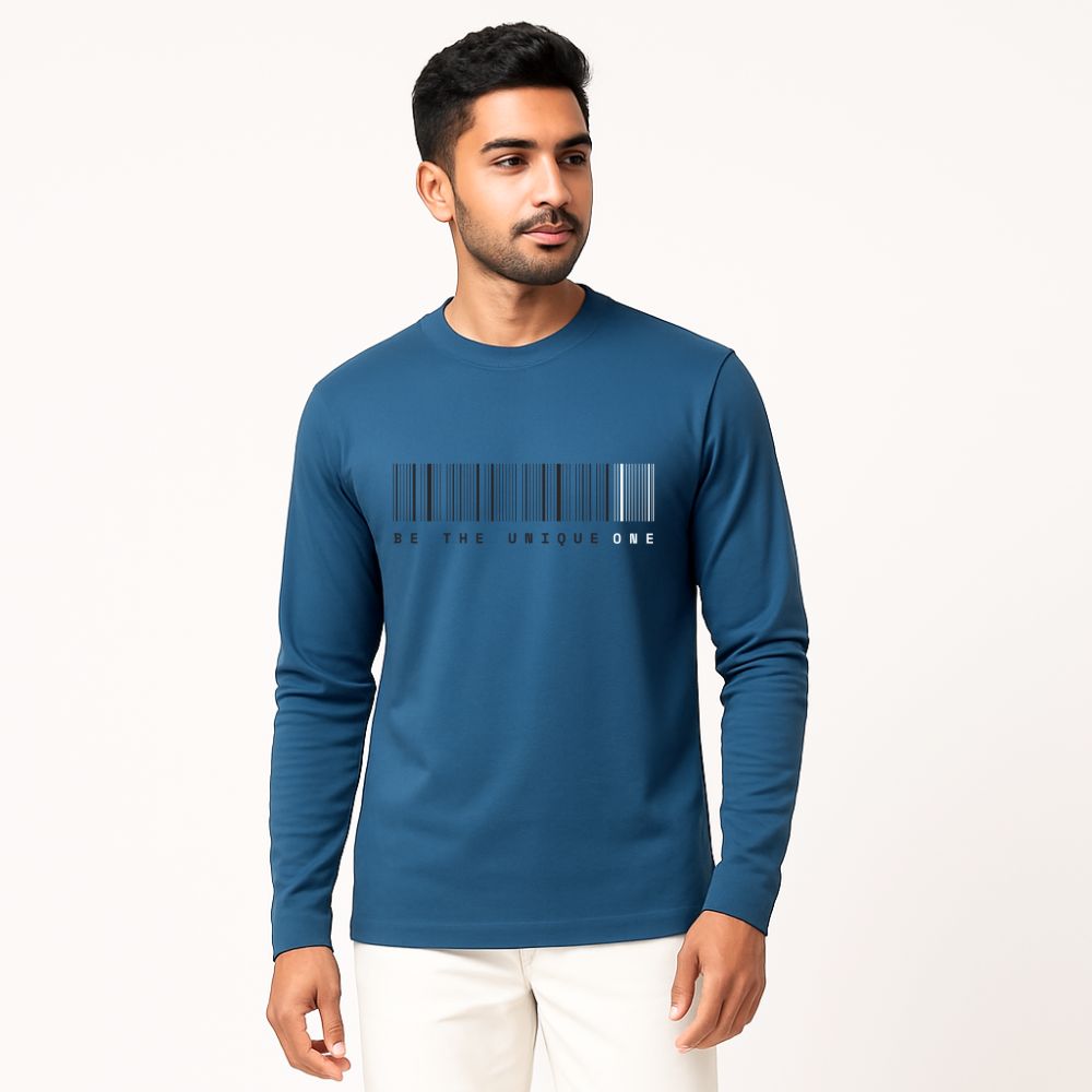 Indigo “Be the Unique One” Full Sleeve T-Shirt – 100% Cotton – Buy online at Aazham