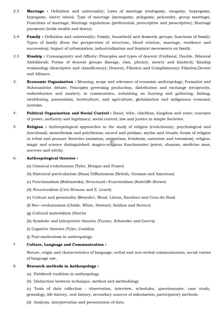UPSC Anthropology Syllabus for Optional Paper 1 & 2, PDF, 2023
