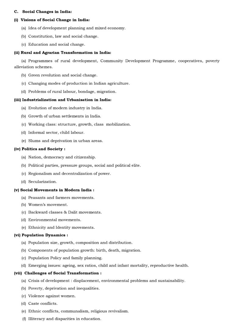 UPSC Sociology Syllabus for Optional Paper 1 & 2, 2023, PDF