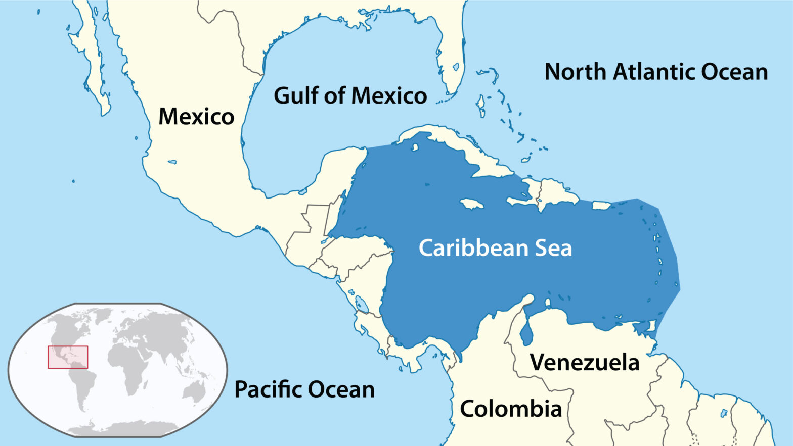Caribbean Sea, Map, Bordering Countries, Significance