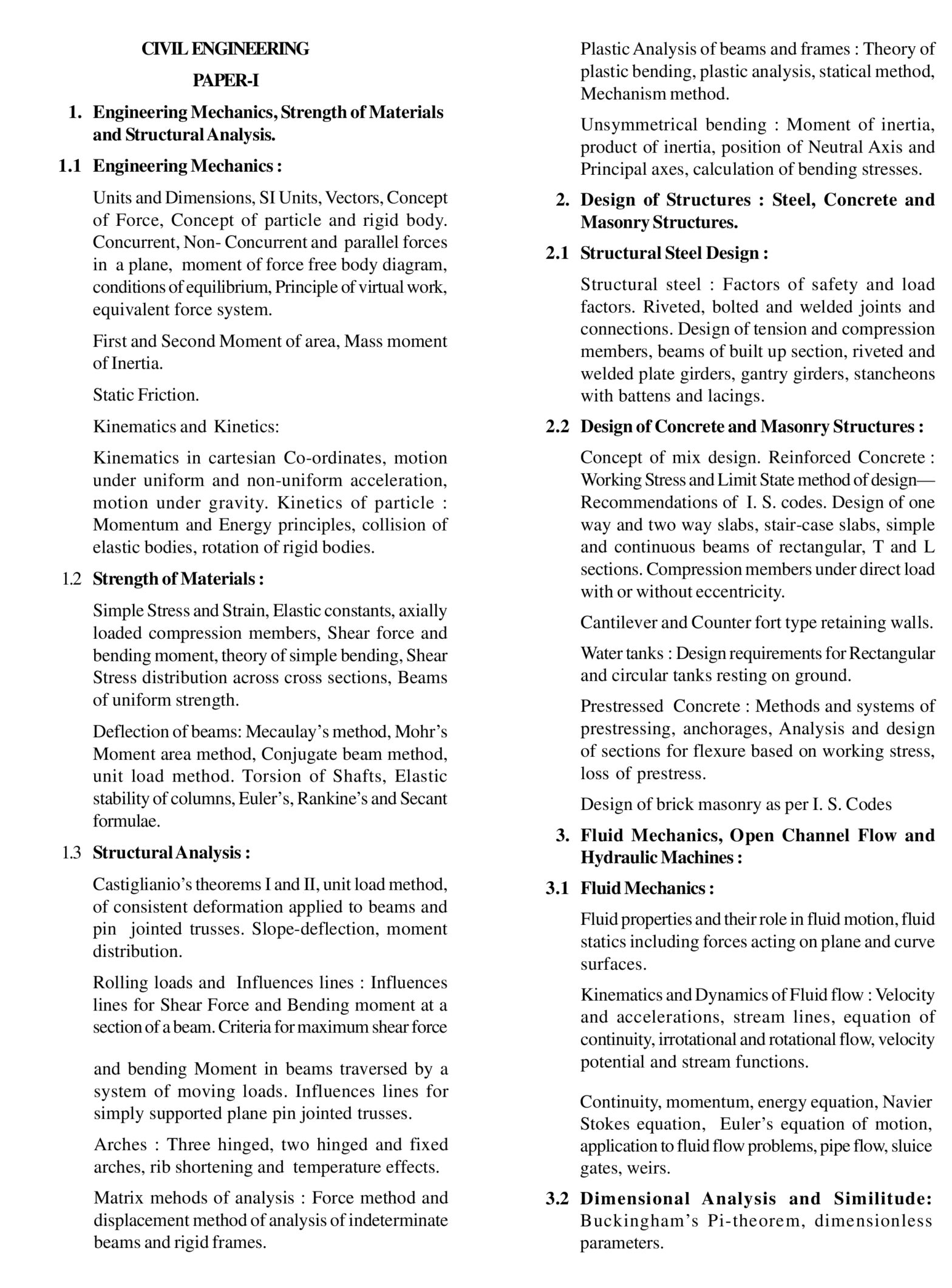 UPSC Civil Engineering Syllabus for IAS Mains 2023, Download PDF