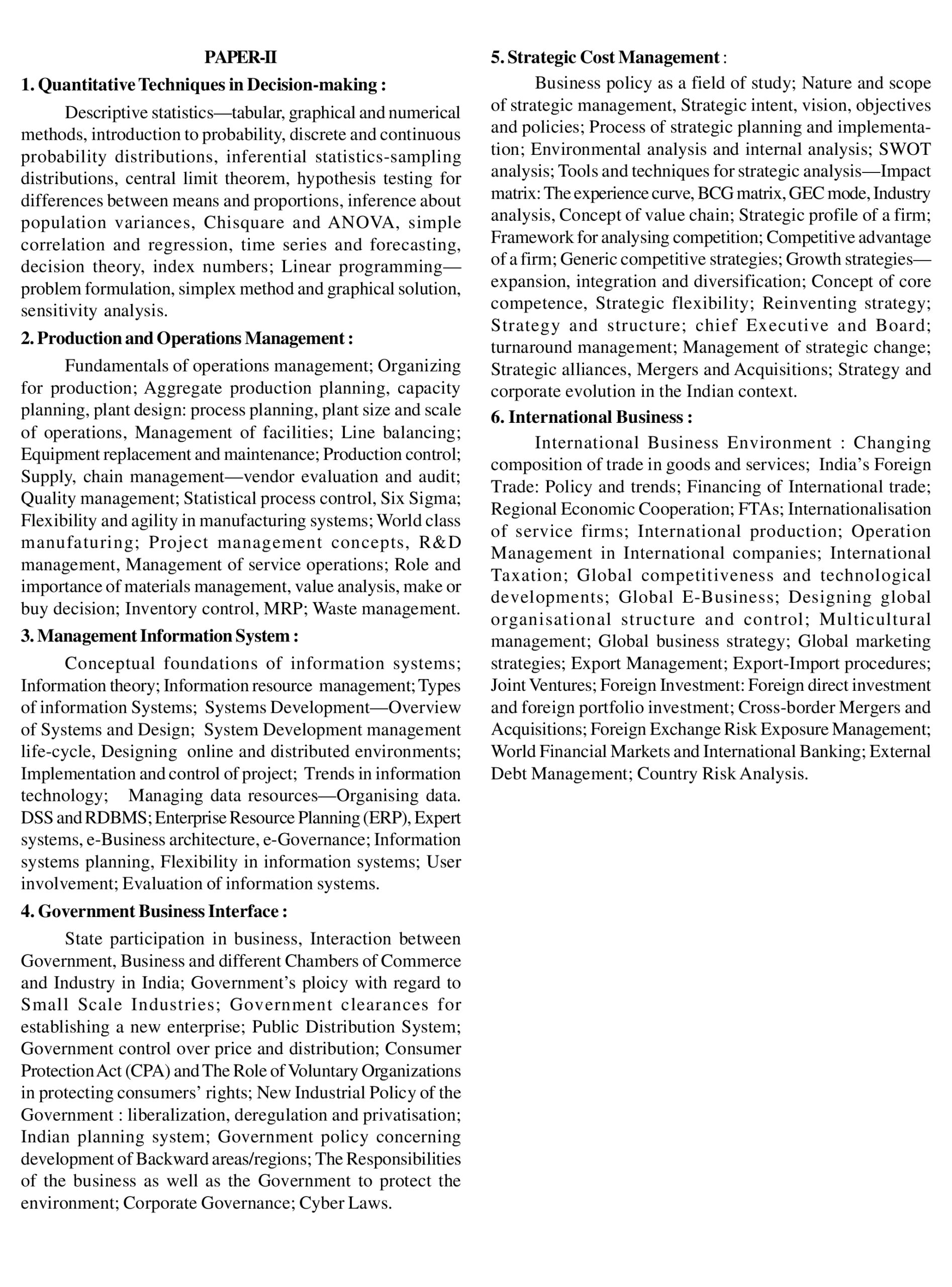 UPSC Management Syllabus for IAS Mains 2023, Download PDF