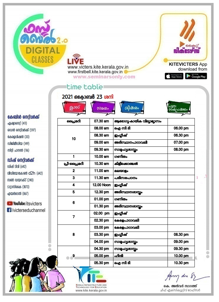 Victers Channel Timetable 2021Check Online Class Timetable October