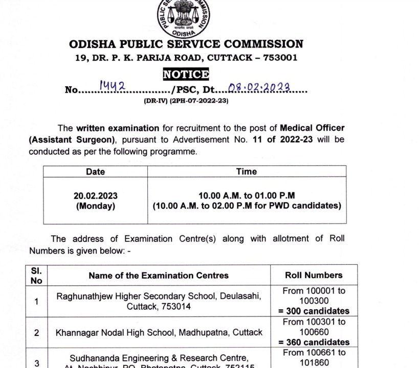 OPSC Medical Officer Exam Date 2023 Medical Officer Schedule