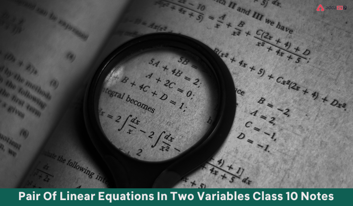 Pair Of Linear Equations In Two Variables Class 10 Notes Ch-3
