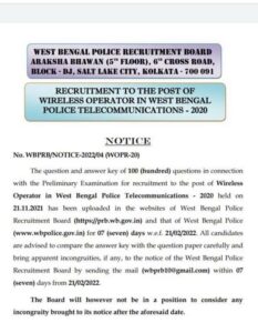 WB Police Wireless Operator Answer Key 2022 | WB পুলিশ ওয়্যারলেস অপারেটর উত্তর কী 2022_50.1