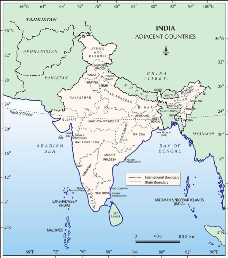 Neighbouring countries of India, Land and Maritime Bordering Countries_50.1
