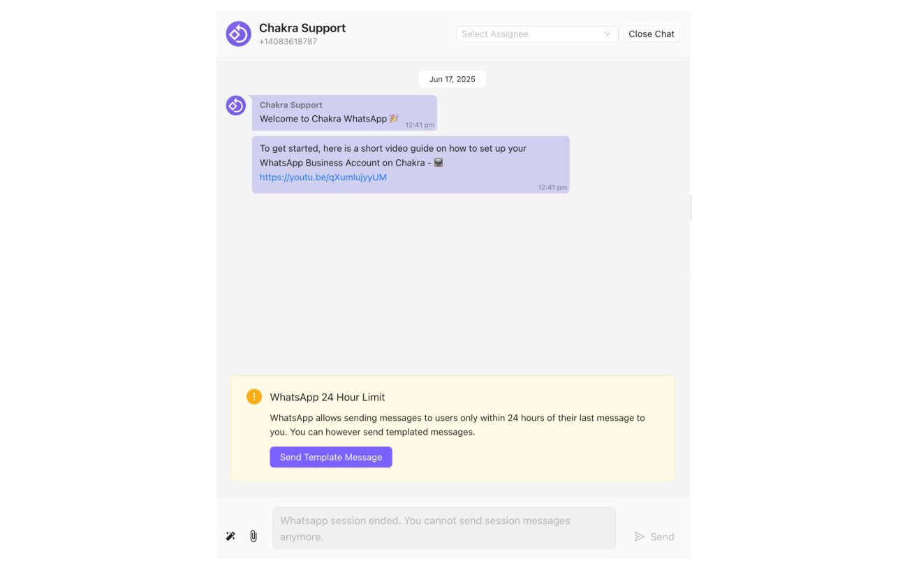 Shared Chat Inbox conversation window in Chakra Chat