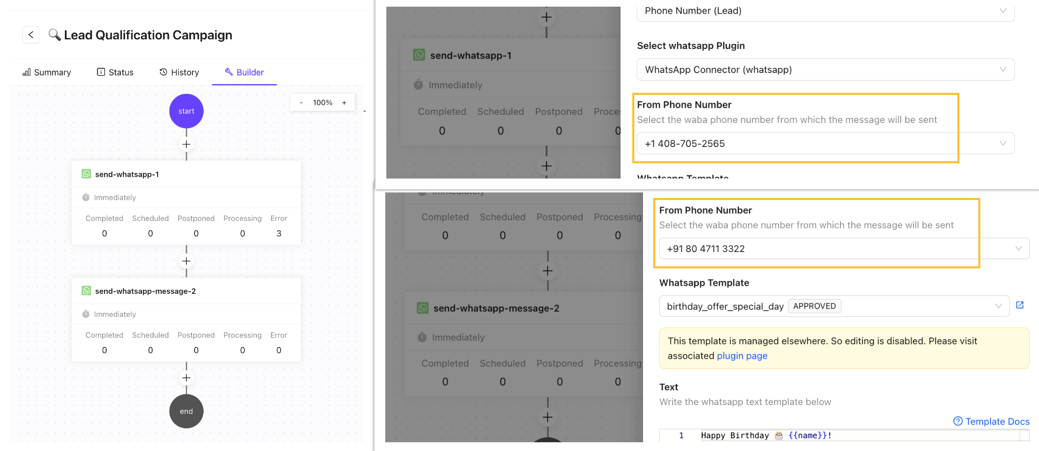 Configure Campaigns using multiple connected numbers