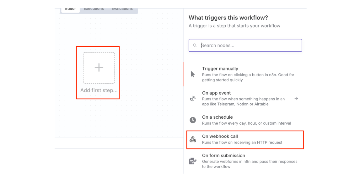 Add First Step on webhook call