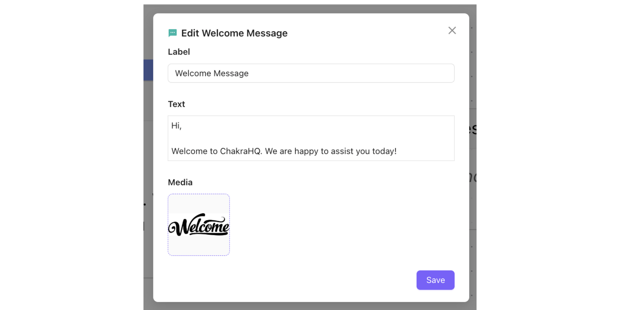 Welcome Message Node