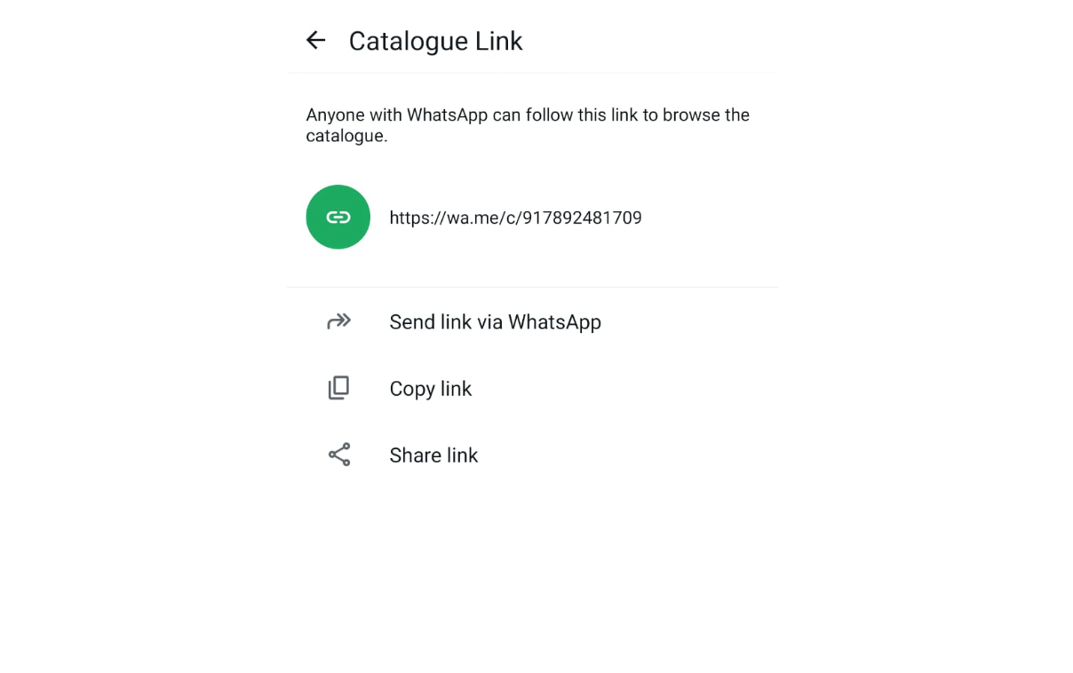 Share WhatsApp Catalog