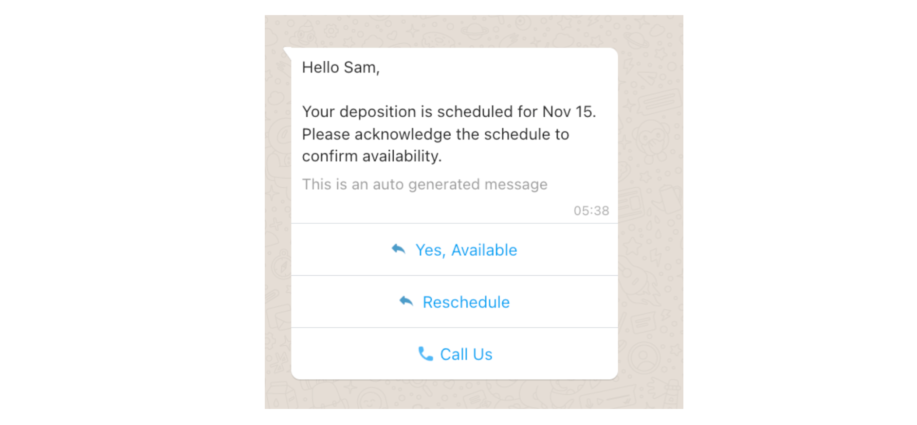 Automated Case update notification for law firm clients using Chakra Chat WhatsApp Business API. Coexistence