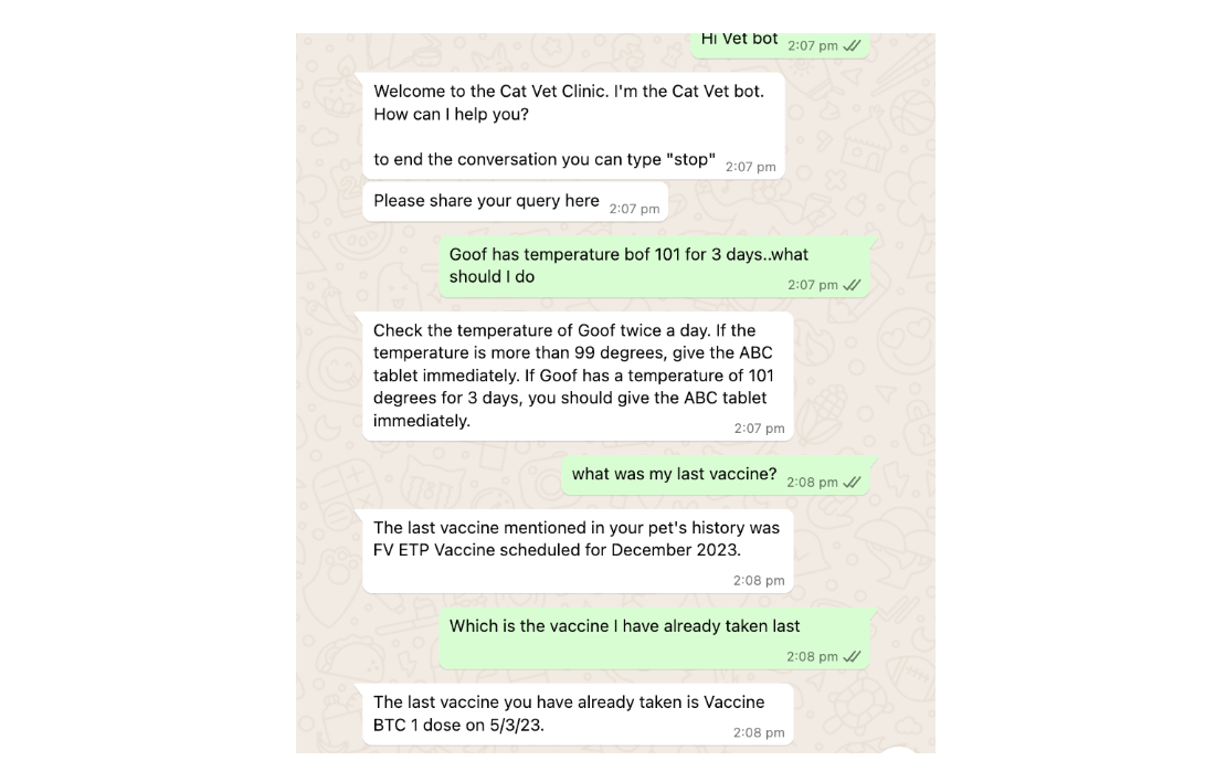 AI Chatbot for basic advise and inquiries at clinics on WhatsApp
