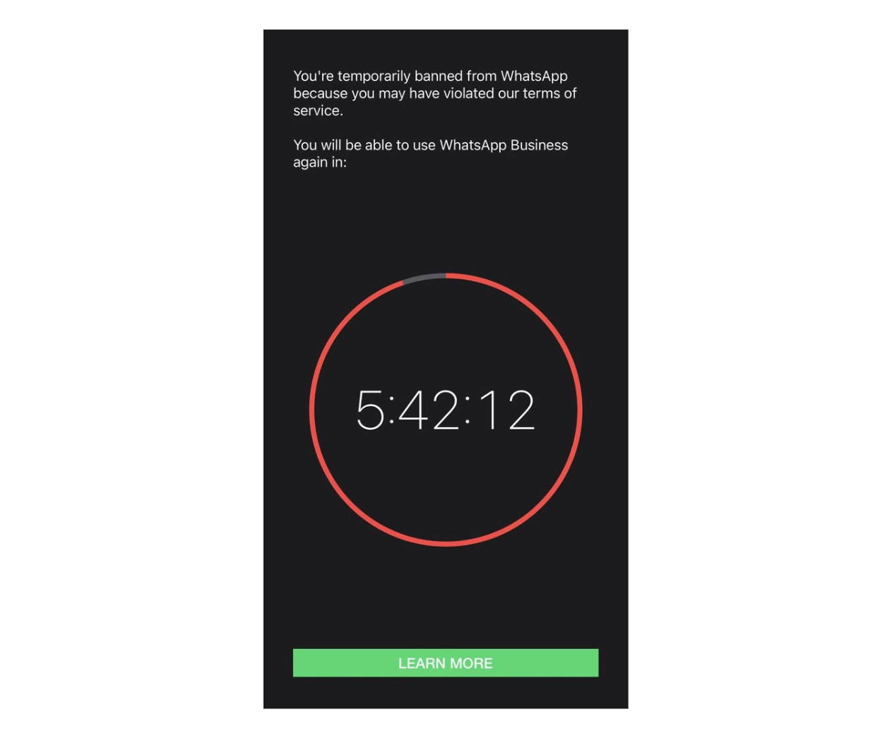 You're temporarily banned from WhatsApp - WhatsApp Business