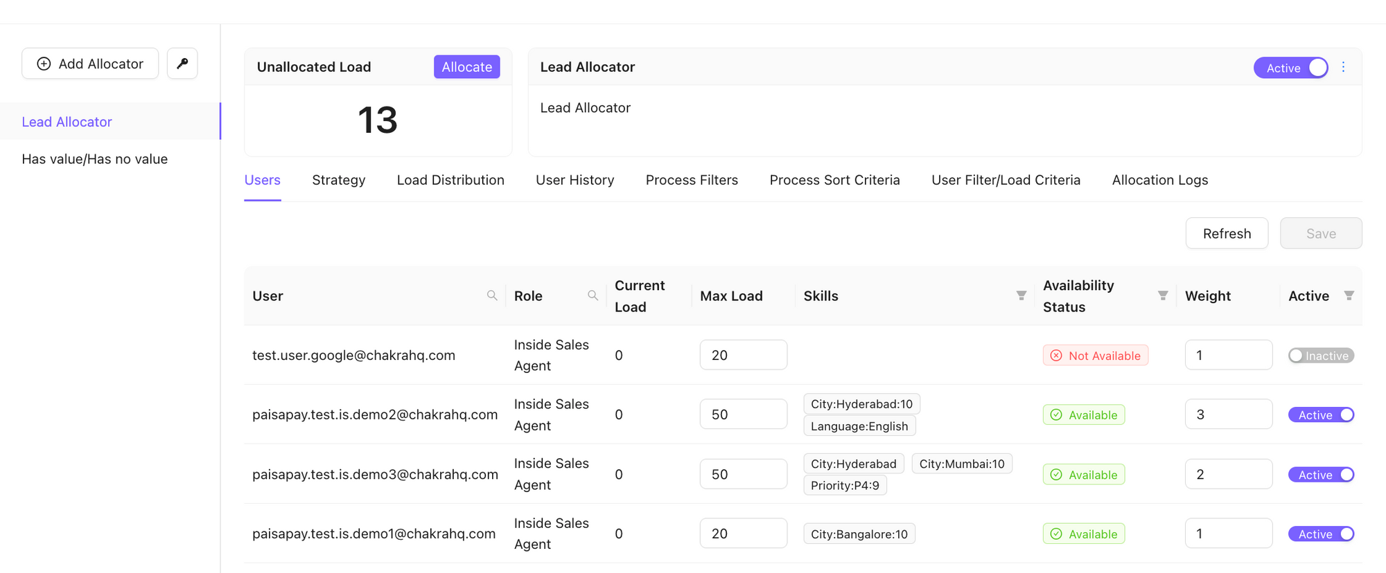 Chakra Lead Allocator Engine