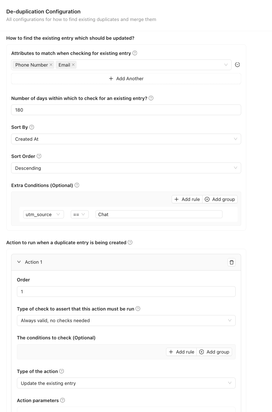 De-Duplication configuration of leads in Chakra Sales CRM