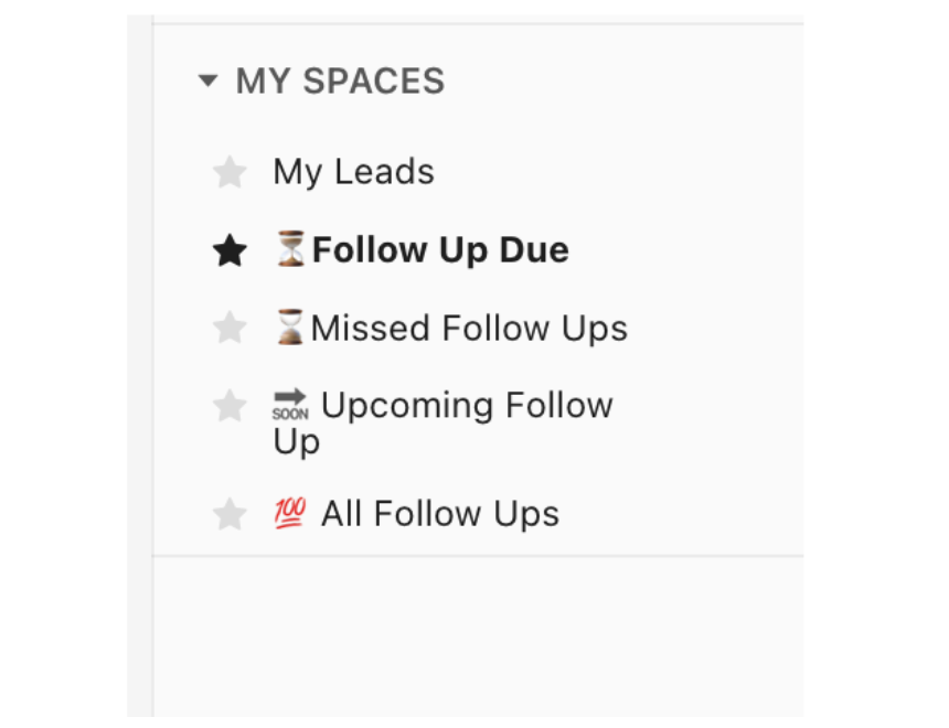 Saved Filter/Space for 1-click Follow Up lead access in Chakra Sales CRM