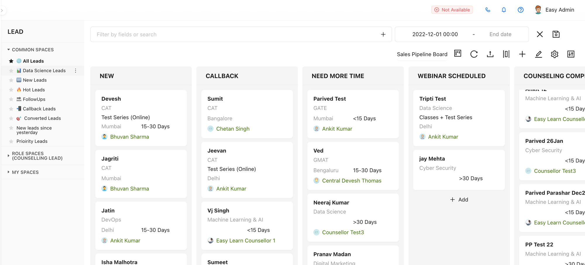 Coaching Centre Lead Pipeline Management: Chakra Sales CRMa