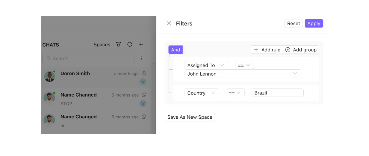 Chat Filters - Team Inbox