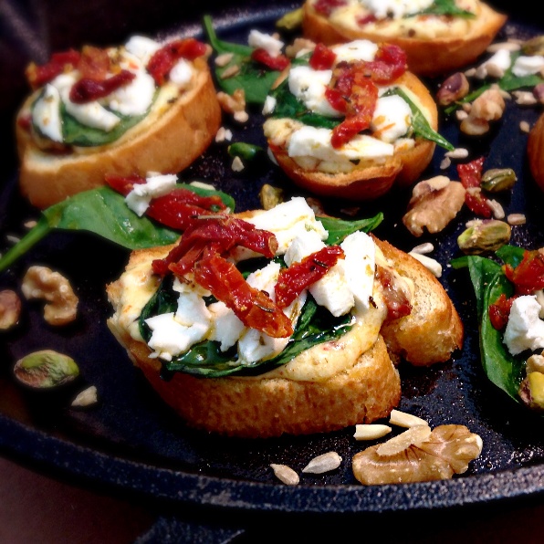 Goat Cheese & Sundried Tomatoes Open Faced Sandwich recipe by Sonia
