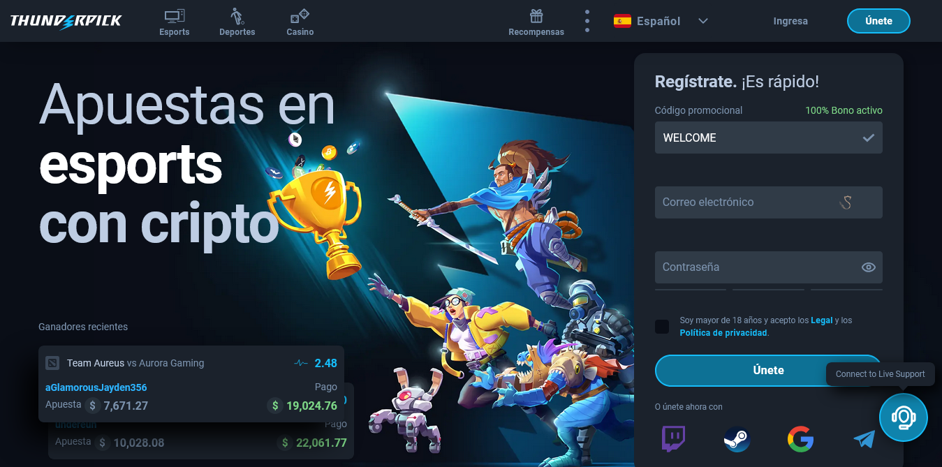 Thunderpick registro