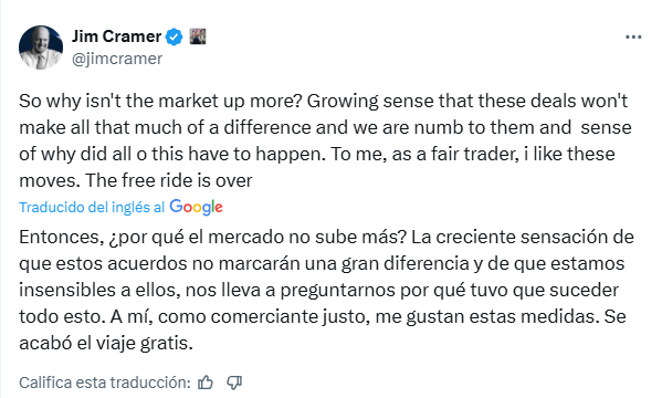Opinión de Jim Cramer sobre mercado de criptomonedas y bursátil.