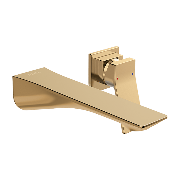 Delta Ashlar single-handle wall-mount lavatory faucet trim in Polished Gold - T31445-PGWL