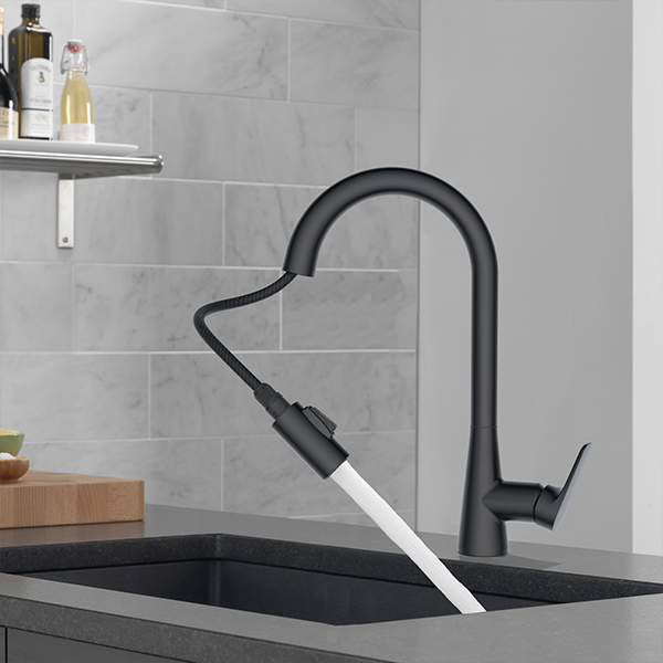 Single Handle Pull-Down Kitchen Faucet - Matte Black - 91355-BL