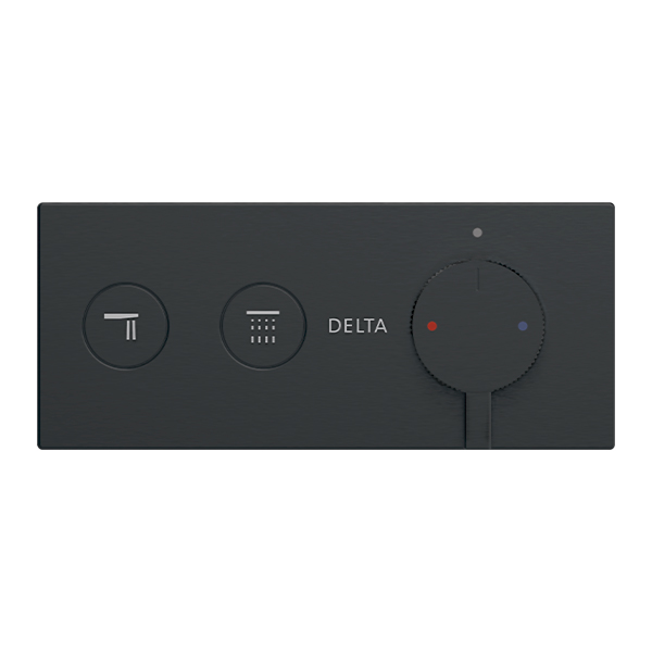 Delta shower control trim with dual outlet function and modern single-piece design