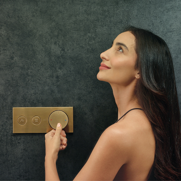 Modern shower valve with diverter and push-button controls for flexible showering options