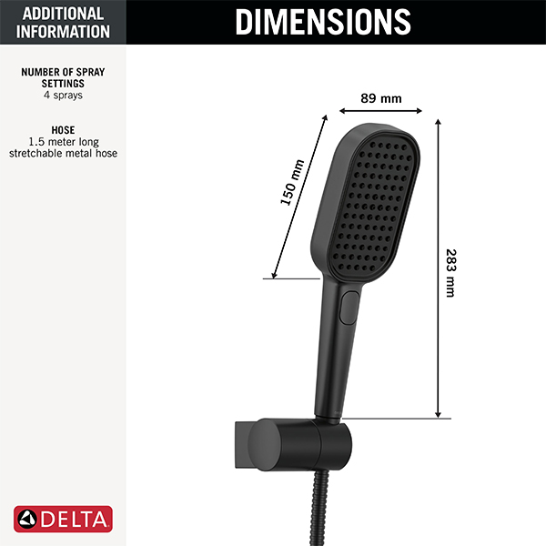 150mm x 89mm Multi-Function (4-Setting) Handshower with FeatherRain Spray