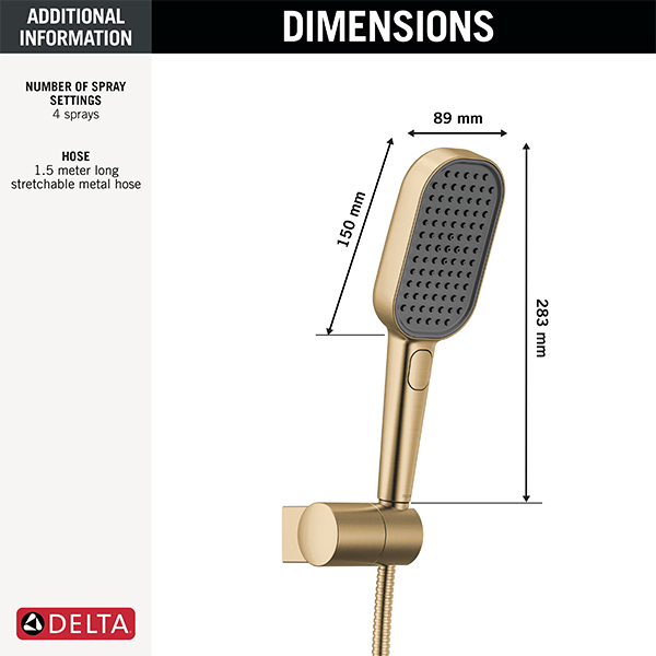 150mm x 89mm Multi-Function (4-Setting) Handshower with FeatherRain Spray
