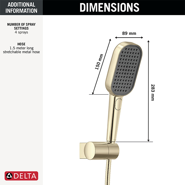 150mm x 89mm Multi-Function (4-Setting) Handshower with FeatherRain Spray