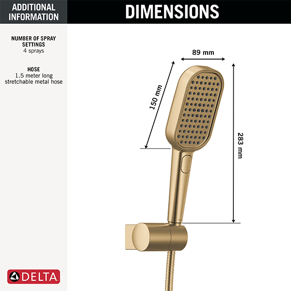 150mm x 89mm Multi-Function (4-Setting) Handshower with FeatherRain Spray