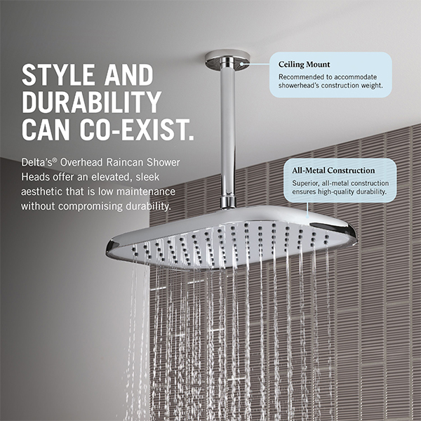 356 x 229 mm Single Function Shower Head with Finish Spray Face