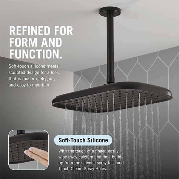 356 x 229 mm Single Function Shower Head with Grey Spray Face