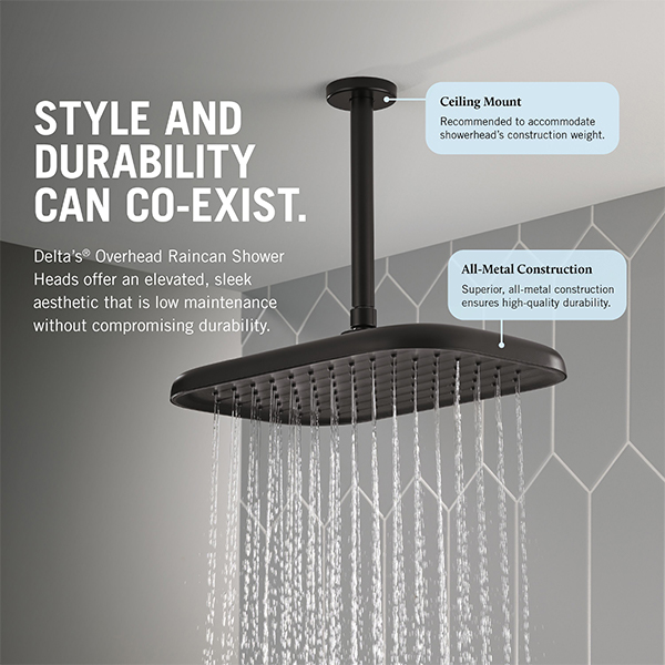356 x 229 mm Single Function Shower Head with Grey Spray Face