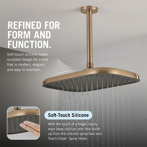 356 x 229 mm Single Function Shower Head with Grey Spray Face
