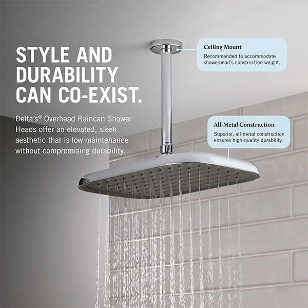 356 x 229 mm Single Function Shower Head with Grey Spray Face