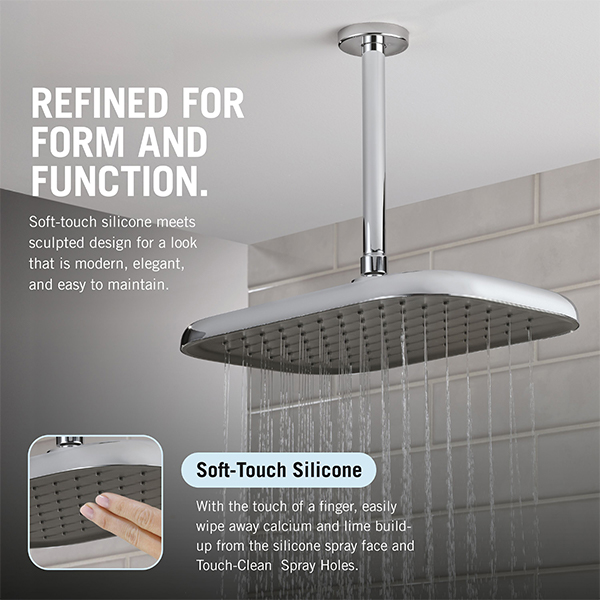 356 x 229 mm Single Function Shower Head with Grey Spray Face