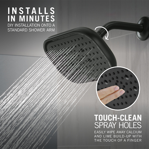 229mm x 146mm Multi-Function (6-Setting) Raincan Showerhead with H2Okinetic Technology