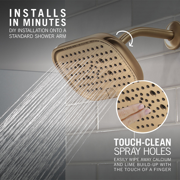 229mm x 146mm Multi-Function (6-Setting) Raincan Showerhead with H2Okinetic Technology