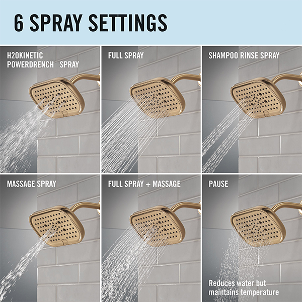 229mm x 146mm Multi-Function (6-Setting) Raincan Showerhead with H2Okinetic Technology