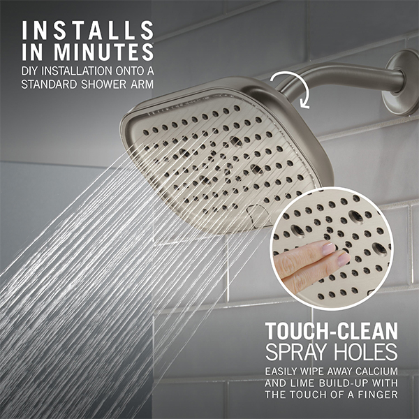 229mm x 146mm Multi-Function (6-Setting) Raincan Showerhead with H2Okinetic Technology